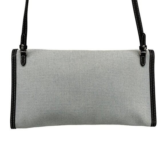 Burberry 8041255 Light Blue Black Canvas Leather Shoulder Bag - Picture 3 of 15